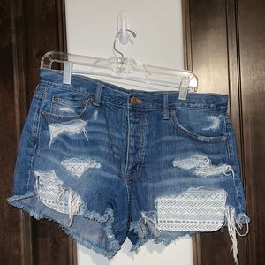 American Eagle Distressed High Waisted Shorts
